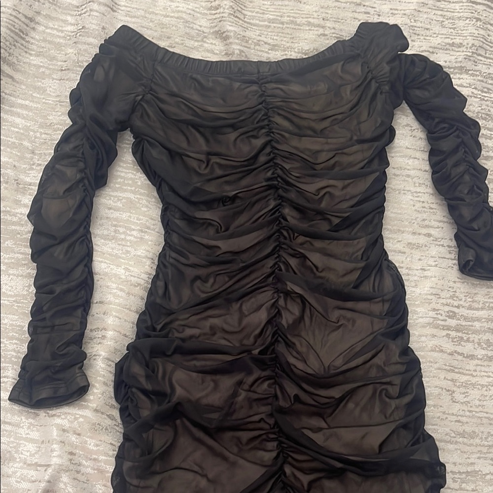 Elegant Black Ruched Dress